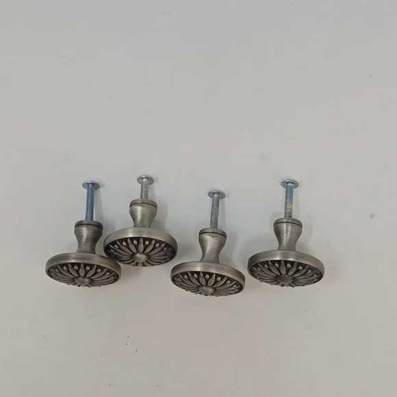 Dresser pulls knobs drawer handles kitchen cabinet set of 4 antique chrome - Picture 3 of 4